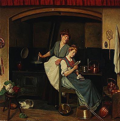 Girls singing in the kitchen.