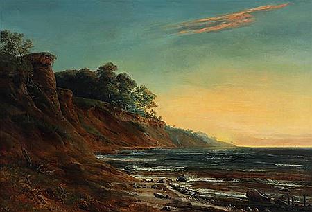 A Danish coastal scene at sunrise. by Carl Ludvig Ferd Messmann - Auction record, sale price, and art valuation. Compare with similar artists and explore comparable artworks.