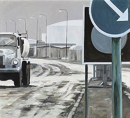 Street with truck.