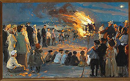 Midsummer Eve bonfire on Skagen beach.