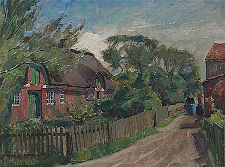 Street view from Fanø with thatched house