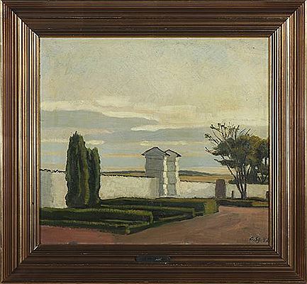 Landscape with a graveyard and view over fields (2) by Ole Sondergaard - Auction record, sale price, and art valuation. Compare with similar artists and explore comparable artworks.