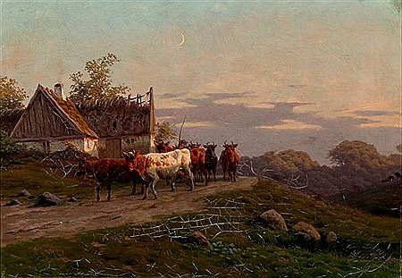 Bringing home the cows by Carl-Frederick Bartsch - Auction record, sale price, and art valuation. Compare with similar artists and explore comparable artworks.