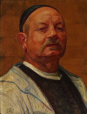 The artist's self portrait with a golden background