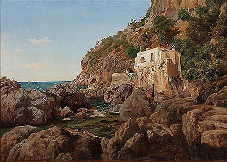 Southern coastal scenery with a villa.