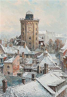 Winter view from Copenhagen with Rundetaarn.