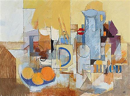Sample artwork by Helge Ernst (1916 - 1990), known for artistic style evolved from naturalism toward abstraction and cubist elements - View similar artists and auction records