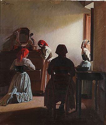 Interior with Italian women.