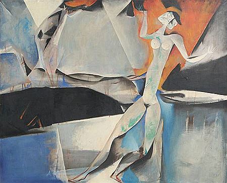 Composition with a woman
