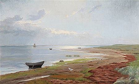 Coastal view from Lynæs at low tide by Albert Rudinger - Auction record, sale price, and art valuation. Compare with similar artists and explore comparable artworks.