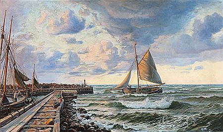View from the entrance to Hornbæk harbour.