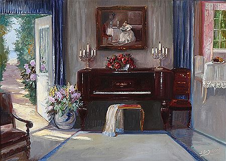 Interior with the sun shining through an open door
