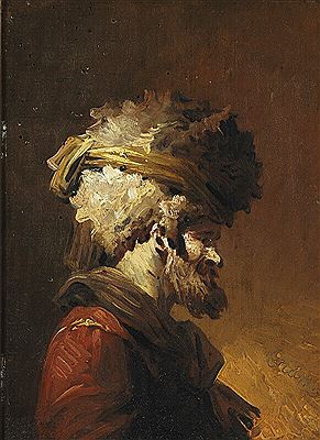 Two bearded men in profile.(2).