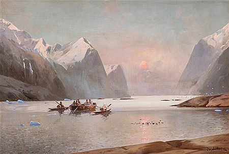 “Sommermidnat på Evighedsfjorden” Midnight on Evighedsfjorden, Greenland.