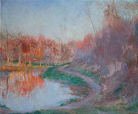 Autumnal landscape with trees and path