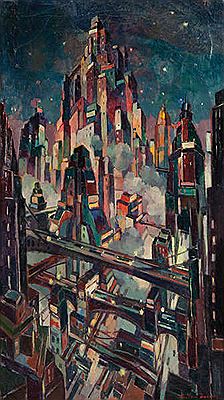 Futuristic city by Edmond Van Dooren - Auction record, sale price, and art valuation. Compare with similar artists and explore comparable artworks.