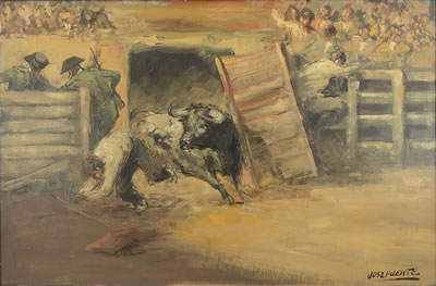 Angry Bull Escaping from the Shoot