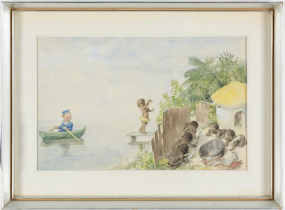 Sample artwork by Gustav Robert Hogfeldt (1894 - 1986), known for whimsical illustration, cartoonish figure and genre illustration, trolls - View similar artists and auction records