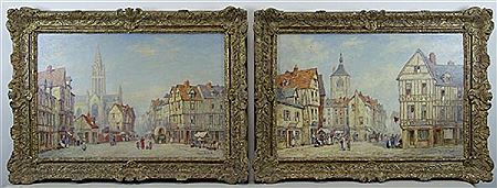 Normandy Street Scenes "Caen" and "Bernay".