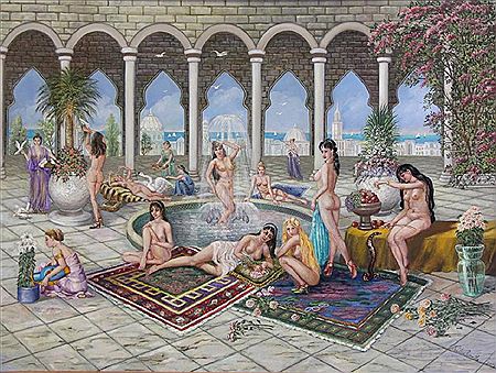 Harem Scene by Kristina Nemethy - Auction record, sale price, and art valuation. Compare with similar artists and explore comparable artworks.