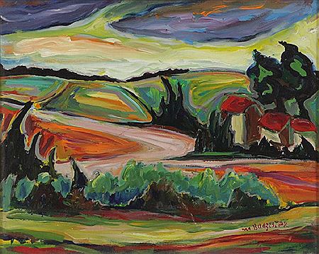 Modernist Landscape by Maxim Bugzester - Auction record, sale price, and art valuation. Compare with similar artists and explore comparable artworks.