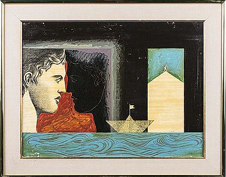 Roman head with paper boat.