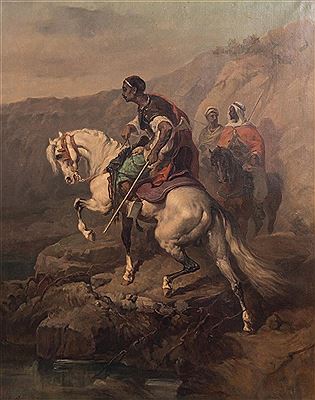 Arab warriors in a mountainous landscape