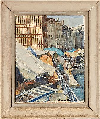 Scène de marché sur le quai de Bayonne