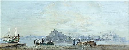 Views of the The Grand Harbour, Valletta, Malta; depicting the Barracca Gardens, Fort St Elmo, Marsamasetta Harbour, Fort Ricasoli, Bighi Hospital, Fort Angelo, HMS Hibernia, the Inquisitor's Palace and Isola