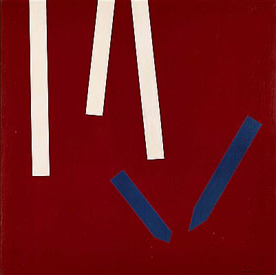 Red Background black blue strips 1958