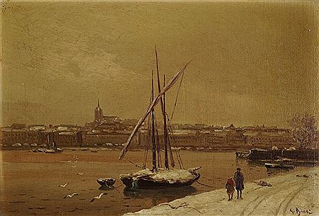 Geneva harbor in winter