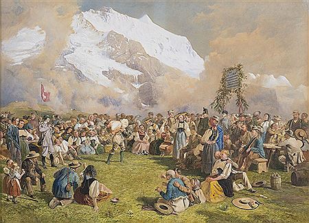 The wrestlers of the pasture or on Zwingfest Wengern Alp, August by Henry Warren - Auction record, sale price, and art valuation. Compare with similar artists and explore comparable artworks.