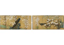 Flowers and bird (Japanese folding screen) (pair) by Juppo Araki - Auction record, sale price, and art valuation. Compare with similar artists and explore comparable artworks.