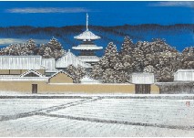 Spring snow in Hokkiji temple