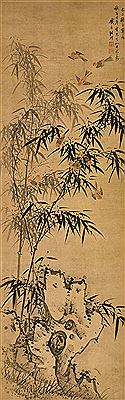 Bamboo, Rock and Sparrows