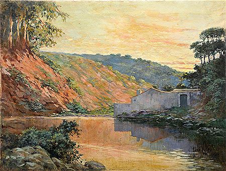 Landscape with house by the river