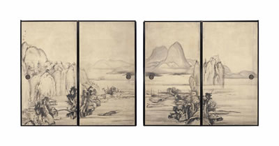 Sample artwork by Soga Shohaku (1730 - 1781), known for monochrome ink painting on screens about chinese legends - View similar artists and auction records
