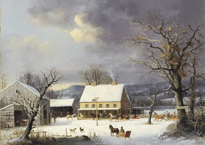 To Hartford--IX Miles by George Durrie - Auction record, sale price, and art valuation. Compare with similar artists and explore comparable artworks.