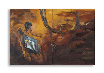 Untitled (Figur mit Mondrian-Bild) (Figure with Mondrian Painting)
