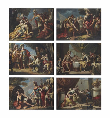 Alexander and Diogenes; Alexander and the family of Darius; Alexander before the body of Darius; The Death of Darius; The Death of Sophonisba; and The Banquet of Antony and Cleopatra