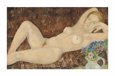 Reclining Nude with Flowers