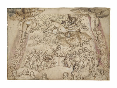 A flying Angel holding Christ’s robe and another dice, accompanied by other Angels and figures by Federico Zuccaro - Auction record, sale price, and art valuation. Compare with similar artists and explore comparable artworks.