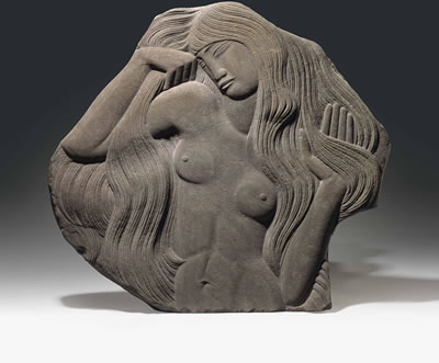 Nude Girl with Hair