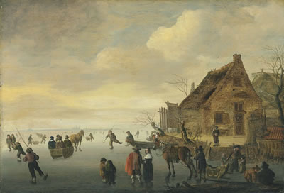 A winter landscape with horse-drawn sledges and figures skating on a frozen lake by a rural village by Cornelis Beelt - Auction record, sale price, and art valuation. Compare with similar artists and explore comparable artworks.