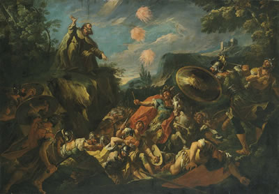 Elijah calling fire from Heaven to destroy the soldiers of Ahaziah
