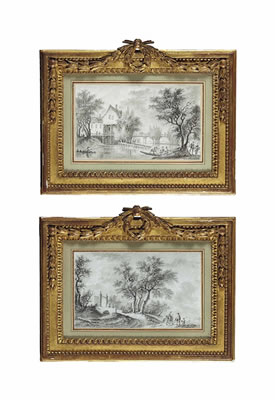 Sample artwork by Aignan-Thomas Desfriches (1715 - 1800), known for countryside landscape painting, drawings on snuff boxes, teaching, art collecting - View similar artists and auction records