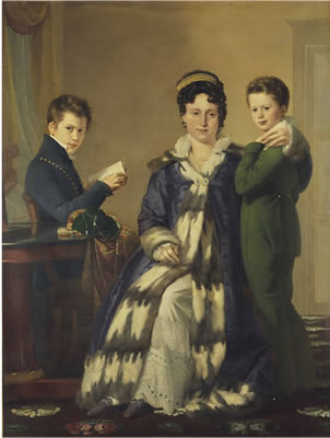 Portrait de Madame Le Hideux et de ses deux fils Paul et Victor