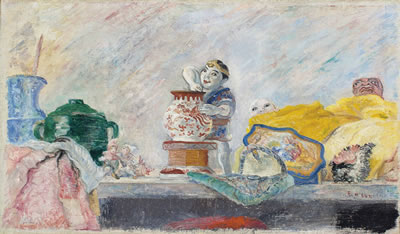 Nature morte au Magot-Chinoiseries, étoffes