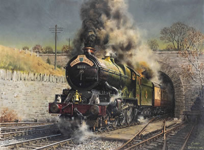 The Royal Duchy: King George V storms up the grade out of Dainton Tunnel by Terence Tenison Cuneo - Auction record, sale price, and art valuation. Compare with similar artists and explore comparable artworks.