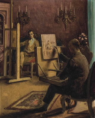 Conversation piece: Lord Berners and Cecil Beaton painting at Ashcombe